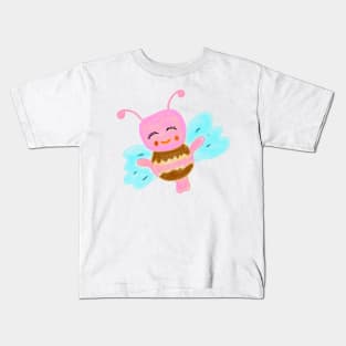 Pink watercolor honey bee animal art Kids T-Shirt